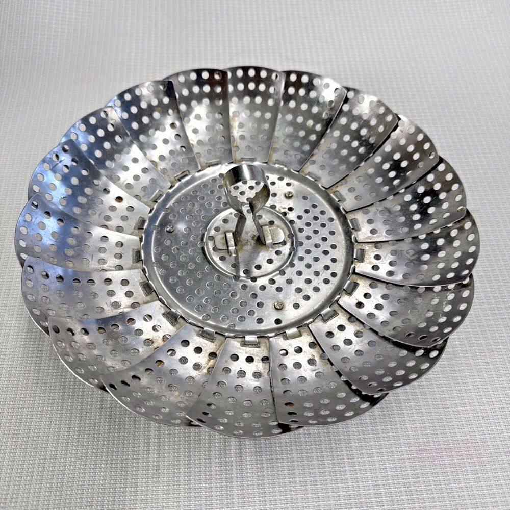 Vintage Ekco Stainless Steel Folding Vegetable Steamer Basket 9" - Collapsible